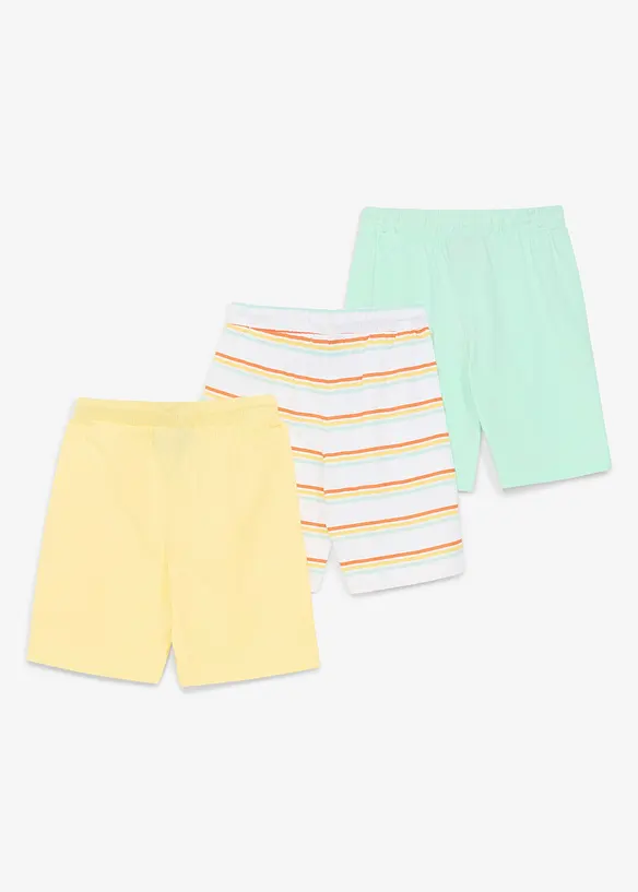 Jersey-Bermuda aus reiner Bio-Baumwolle (3er Pack) in gelb von hinten - bonprix