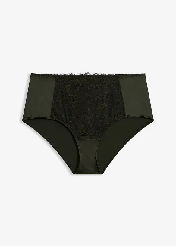 Maxipanty mit floraler Spitze in grün von vorne - bonprix