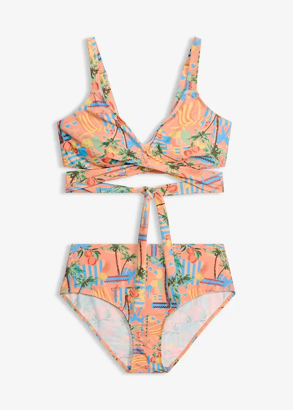 Bustier-Bikini in Wickeloptik (2-tlg.Set) in rot von vorne - bonprix