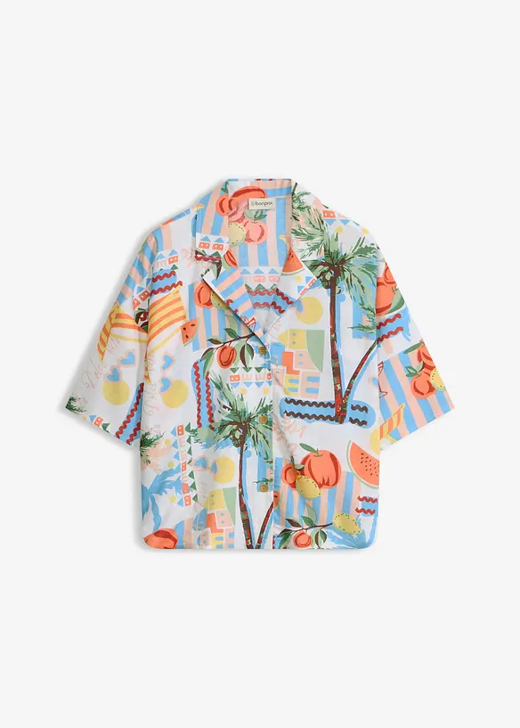 Strandbluse fließendem Viskose-Mix in weiß von vorne - bonprix