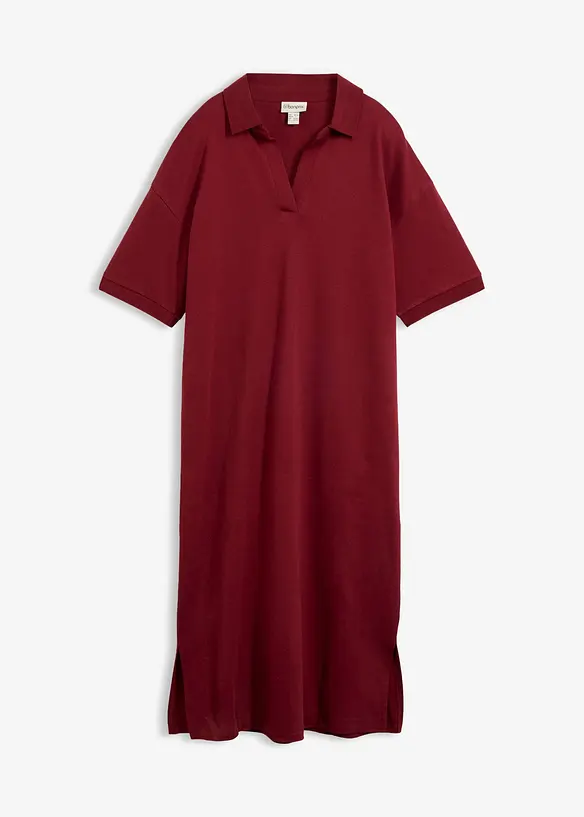 Polo Midikleid aus reiner Bio-Baumwolle in rot von vorne - bonprix