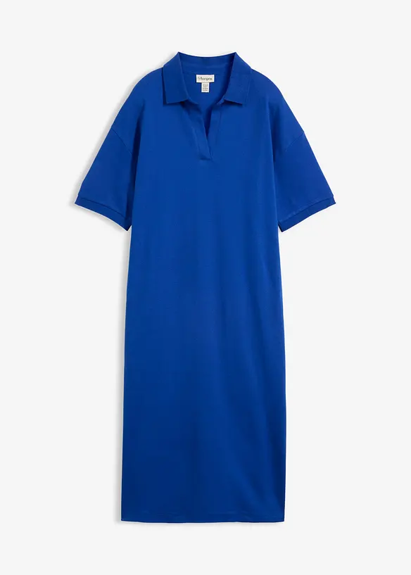 Polo Midikleid aus reiner Bio-Baumwolle in blau von vorne - bonprix