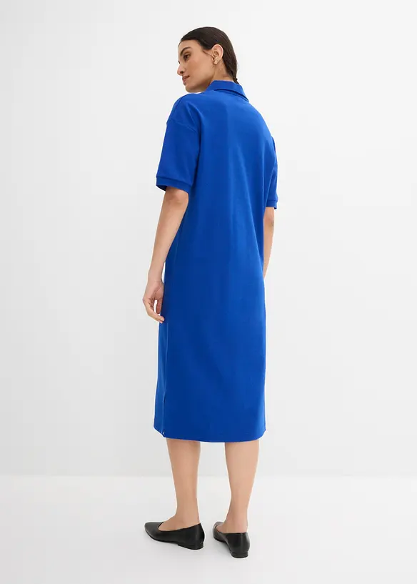 Polo Midikleid aus reiner Bio-Baumwolle in blau von hinten (Totalaufnahme) - bonprix