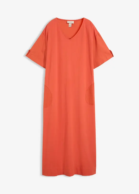 Hemdblusenkleid aus elastischem Baumwoll-Mix in rot von vorne - bonprix