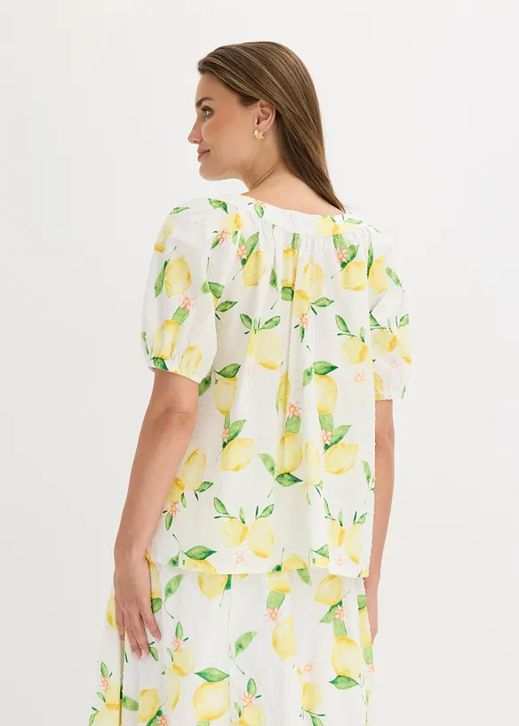 Bluse aus reiner Baumwolle mit Ballonärmeln in weiß von hinten (im Anschnitt) - bonprix Bluse aus reiner Baumwolle mit Ballonärmeln in weiß von hinten (im Anschnitt) - bonprix