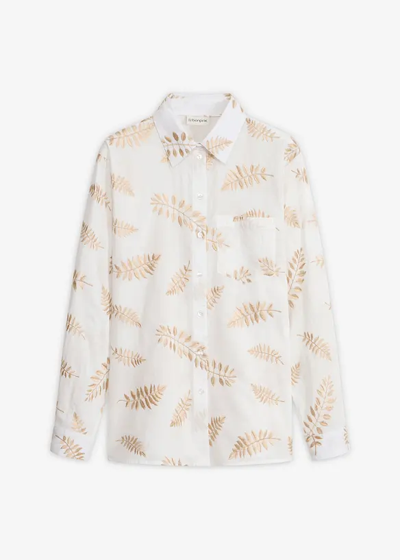 Bluse aus reiner Baumwolle mit Stickerei in weiß von vorne - bonprix Bluse aus reiner Baumwolle mit Stickerei in weiß von vorne - bonprix
