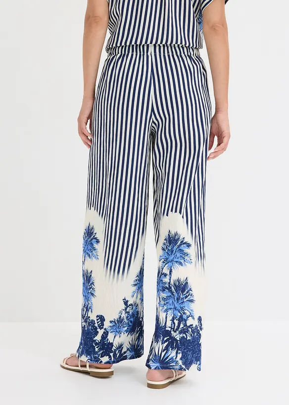 Palazzo-Hose aus fließendem Viskose-Mix in blau von hinten - bonprix