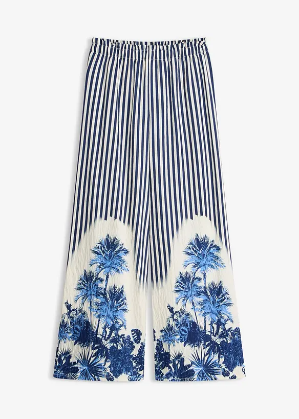 Palazzo-Hose aus fließendem Viskose-Mix in blau von vorne - bonprix