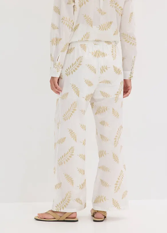 Palazzo-Hose aus reiner Baumwolle mit Stickerei in weiß von hinten - bonprix Palazzo-Hose aus reiner Baumwolle mit Stickerei in weiß von hinten - bonprix