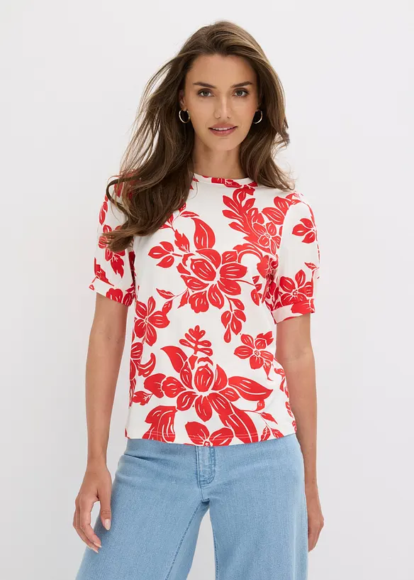Shirt aus softem Viskose-Mix in weiß von vorne (im Anschnitt) - bonprix