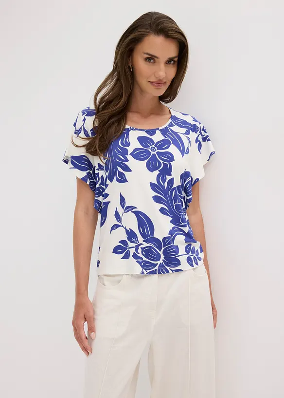 Shirt aus softem Viskose-Mix in weiß von vorne (im Anschnitt) - bonprix