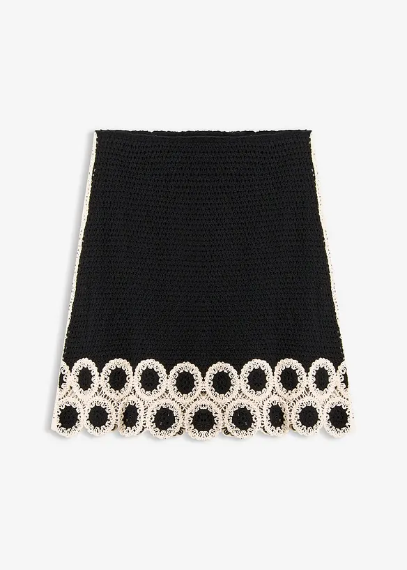 Strickrock aus reiner Baumwolle in schwarz von vorne - bonprix