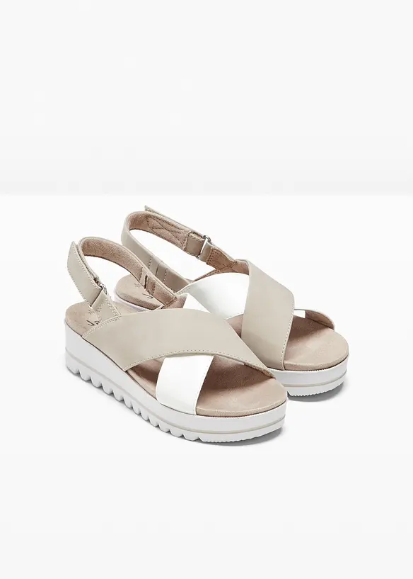 Jana Komfort-Plateau-Sandalen in bequemer Weite in braun - Jana
