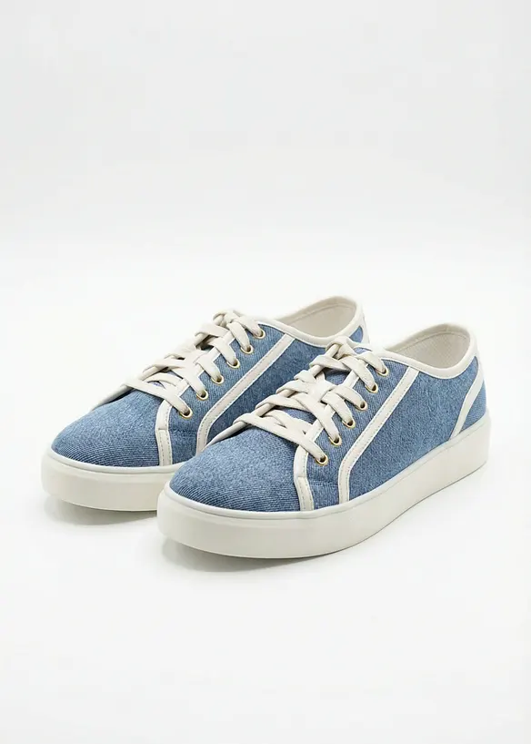 Sneaker in Denim-Optik in blau - bonprix