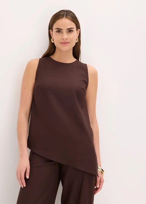 Top mit Leinenmischung in braun von vorne (im Anschnitt) - bonprix