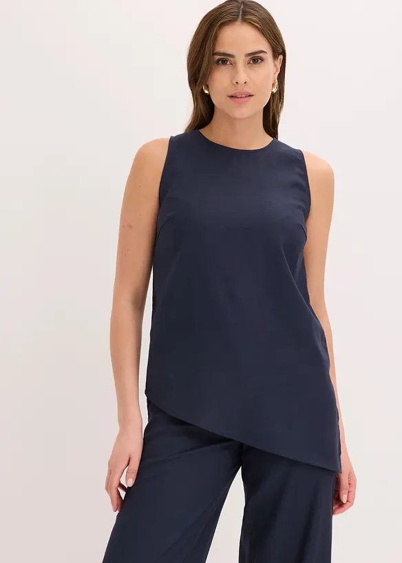 Top mit Leinenmischung in blau von vorne (im Anschnitt) - bonprix