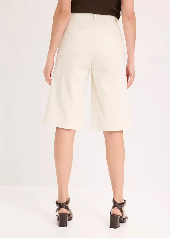 Wide Leg Bermuda aus elastischer Twillware in weiß von hinten - bonprix Wide Leg Bermuda aus elastischer Twillware in weiß von hinten - bonprix