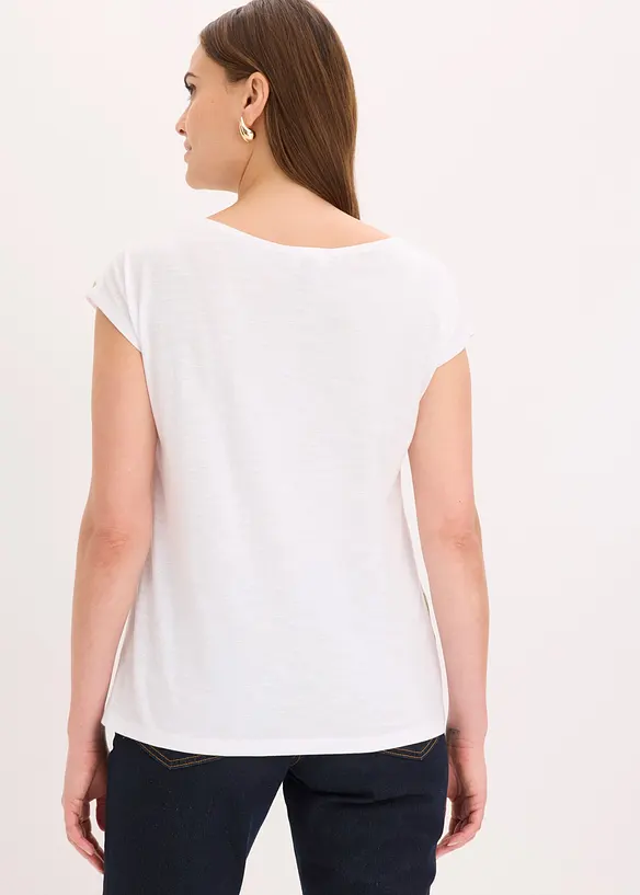 Shirt mit Pailletten in weiß von hinten (im Anschnitt) - bonprix
