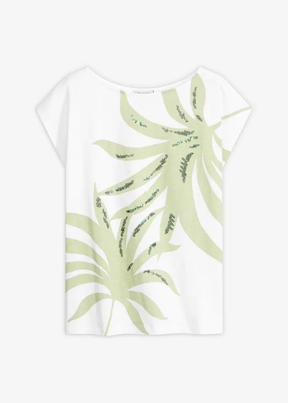 Shirt mit Pailletten in weiß von vorne - bonprix