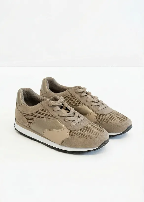 Sneaker mit Mesh-Einsatz in braun - bonprix