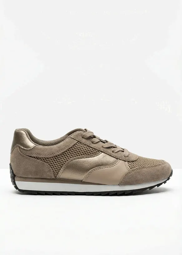 Sneaker mit Mesh-Einsatz in braun - bonprix