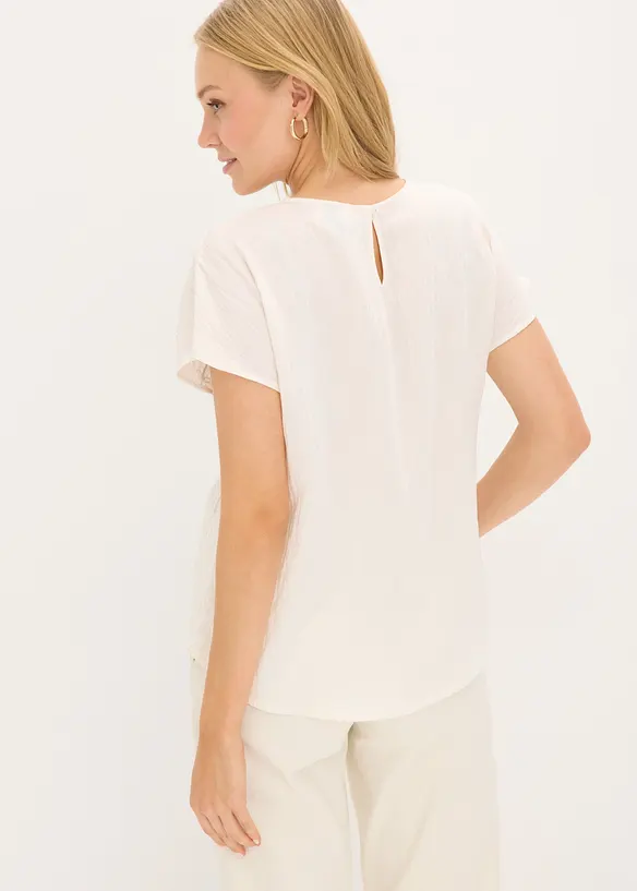 Bluse mit Blumen-Stickerei in weiß von hinten (im Anschnitt) - bonprix Bluse mit Blumen-Stickerei in weiß von hinten (im Anschnitt) - bonprix