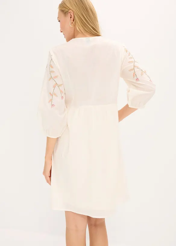Minikleid aus reiner Baumwolle in weiß von hinten (Totalaufnahme) - bonprix Minikleid aus reiner Baumwolle in weiß von hinten (Totalaufnahme) - bonprix