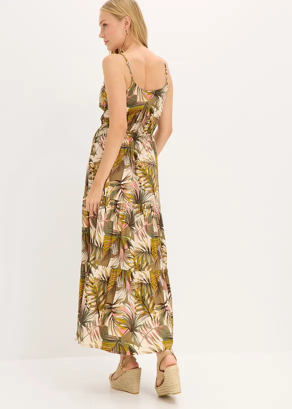 Maxikleid aus fließender Viskose in grün von hinten (Totalaufnahme) - bonprix Maxikleid aus fließender Viskose in grün von hinten (Totalaufnahme) - bonprix