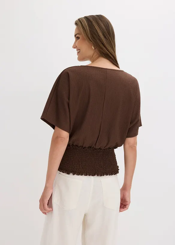 Shirt aus strukturiertem Crêpe in braun von hinten (im Anschnitt) - bonprix Shirt aus strukturiertem Crêpe in braun von hinten (im Anschnitt) - bonprix