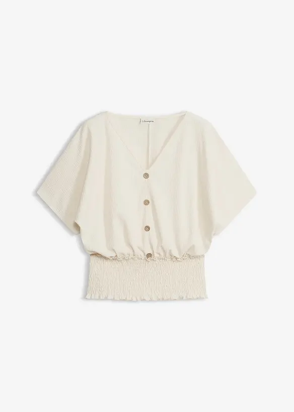 Shirt aus strukturiertem Crêpe in weiß von vorne - bonprix Shirt aus strukturiertem Crêpe in weiß von vorne - bonprix