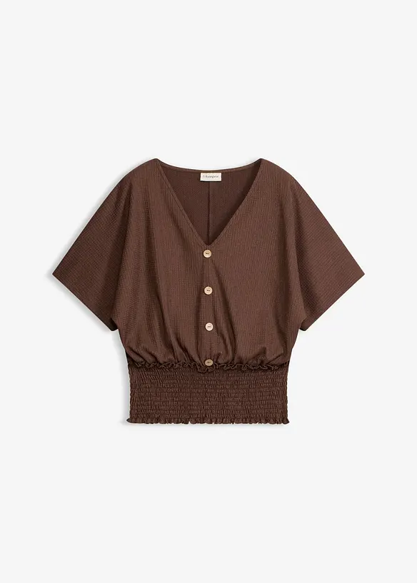 Shirt aus strukturiertem Crêpe in braun von vorne - bonprix Shirt aus strukturiertem Crêpe in braun von vorne - bonprix