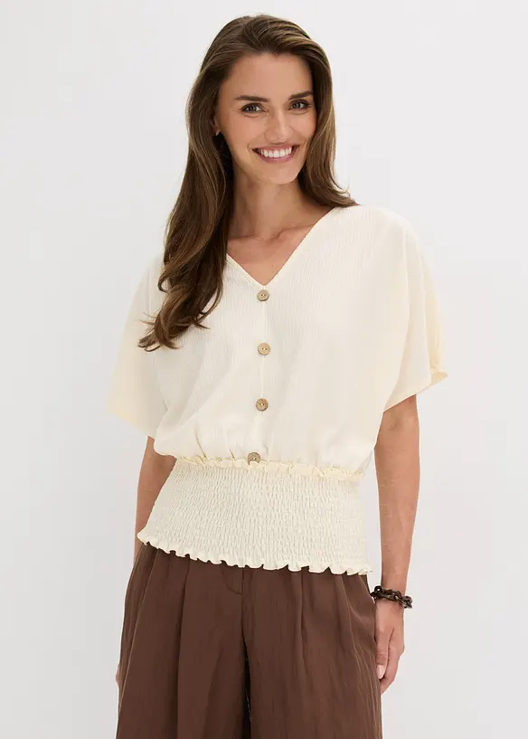 Shirt aus strukturiertem Crêpe in weiß von vorne (im Anschnitt) - bonprix Shirt aus strukturiertem Crêpe in weiß von vorne (im Anschnitt) - bonprix