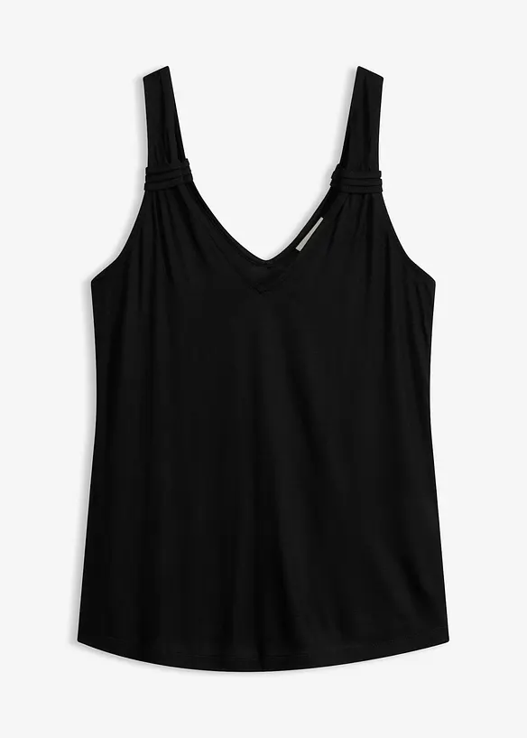 Jersey-Top aus reiner Viskose in schwarz von vorne - bonprix
