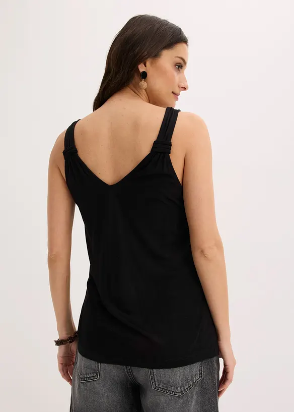 Jersey-Top aus reiner Viskose in schwarz von hinten (im Anschnitt) - bonprix