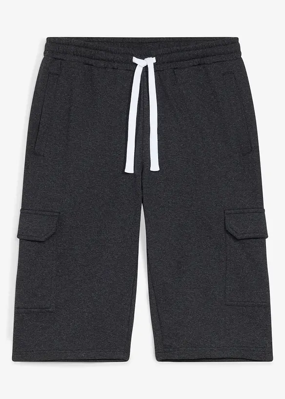 Cargo-Sweatbermuda aus reiner Bio-Baumwolle in grau von vorne - bonprix