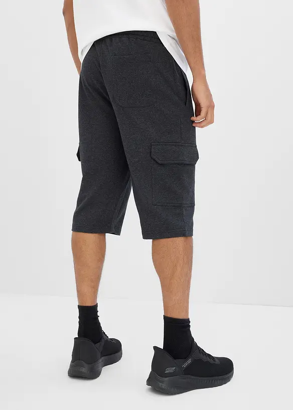 Cargo-Sweatbermuda aus reiner Bio-Baumwolle in grau von hinten - bonprix