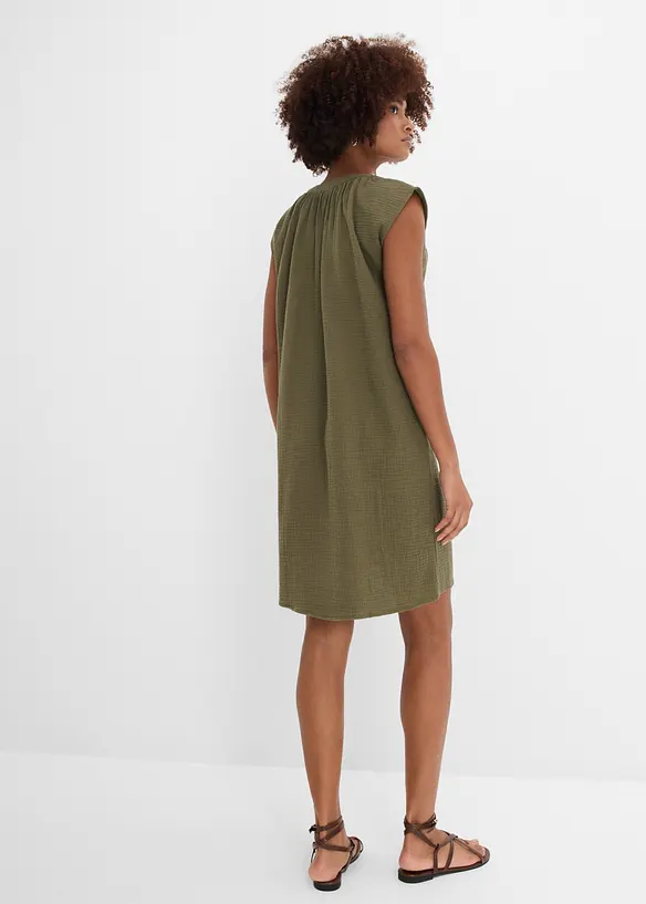 Minikleid aus reiner Baumwolle in grün von hinten (Totalaufnahme) - bonprix Minikleid aus reiner Baumwolle in grün von hinten (Totalaufnahme) - bonprix