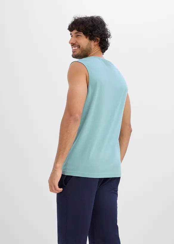 Muskelshirt aus reiner Bio-Baumwolle (2er Pack) in blau von hinten (im Anschnitt) - bonprix