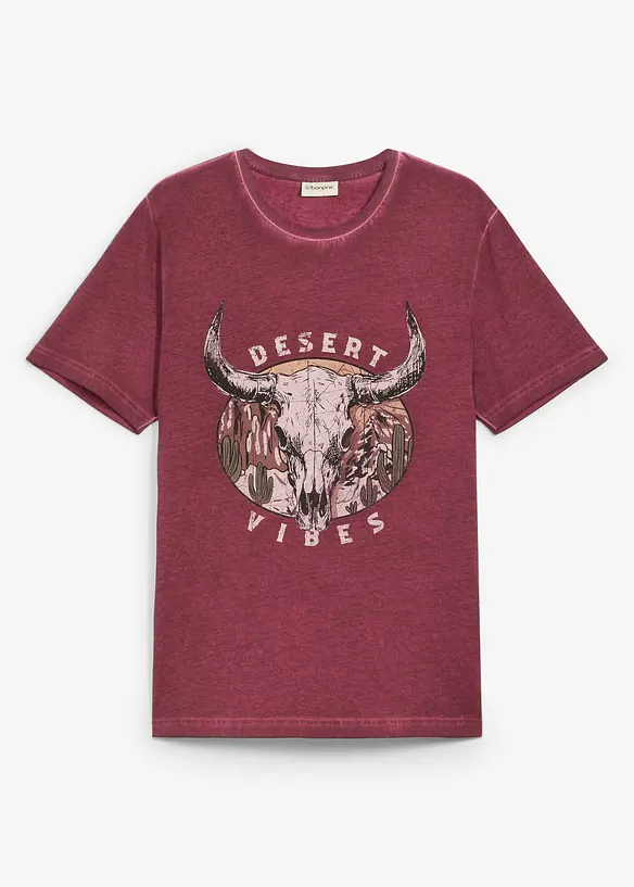 T-Shirt in gewaschener Optik aus reiner Bio-Baumwolle in rot von vorne - bonprix T-Shirt in gewaschener Optik aus reiner Bio-Baumwolle in rot von vorne - bonprix