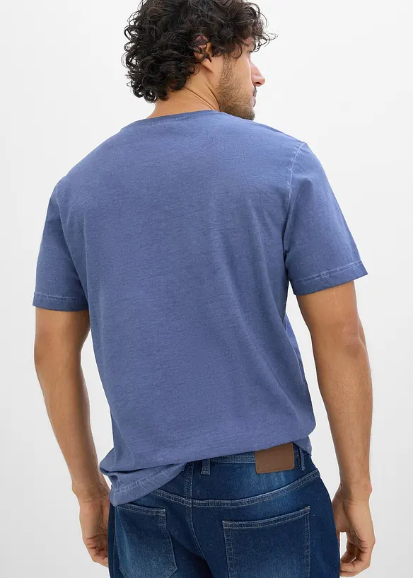 T-Shirt in gewaschener Optik aus reiner Bio-Baumwolle in blau von hinten (im Anschnitt) - bonprix