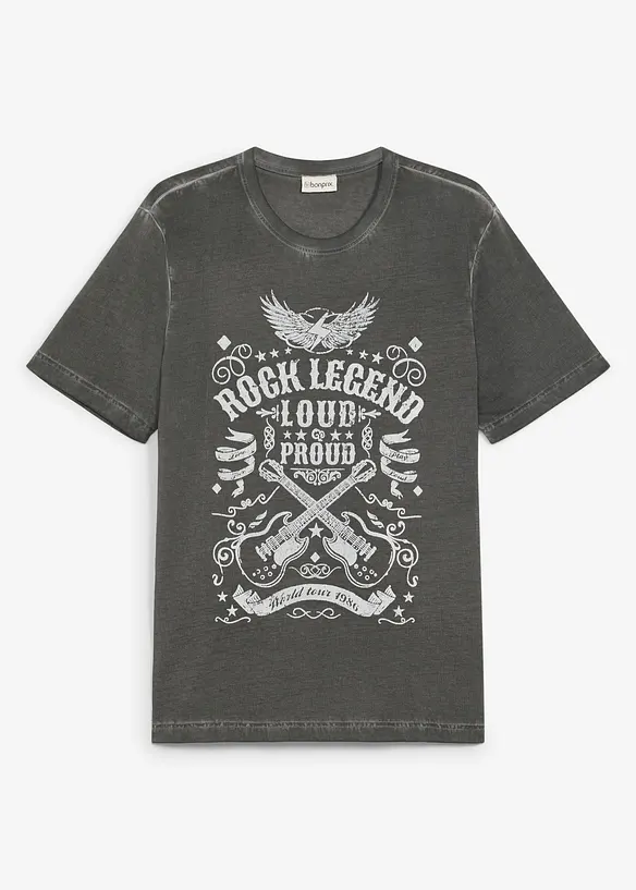 T-Shirt in gewaschener Optik aus reiner Bio-Baumwolle in grau von vorne - bonprix
