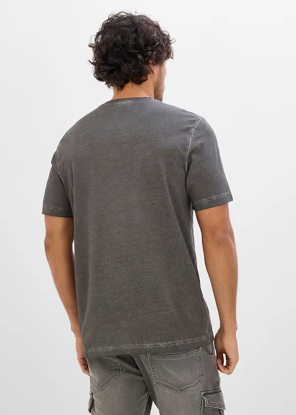 T-Shirt in gewaschener Optik aus reiner Bio-Baumwolle in grau von hinten (im Anschnitt) - bonprix