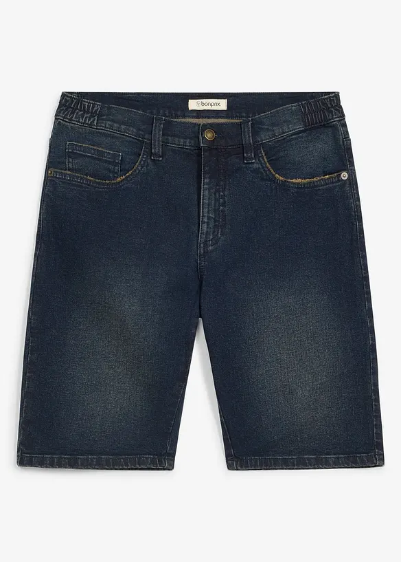 Jeans-Long-Bermuda mit Dehnbund, Relaxed Fit in blau von vorne - bonprix