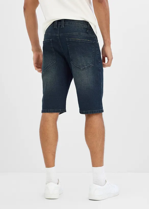 Jeans-Long-Bermuda mit Dehnbund, Relaxed Fit in blau von hinten - bonprix