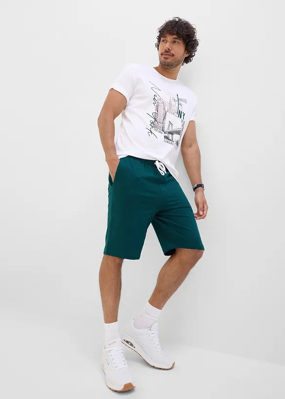 Shirt und Shorts (2-tlg.Set) in weiß von vorne (Totalaufnahme) - bonprix
