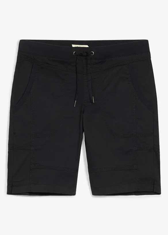 Stretch-Bermuda mit Dehnbund in Regular Fit in schwarz von vorne - bonprix