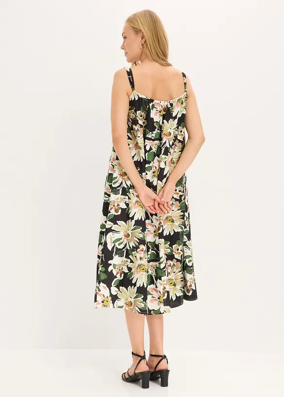 Midikleid aus softem Viskose-Mix in schwarz von hinten (Totalaufnahme) - bonprix