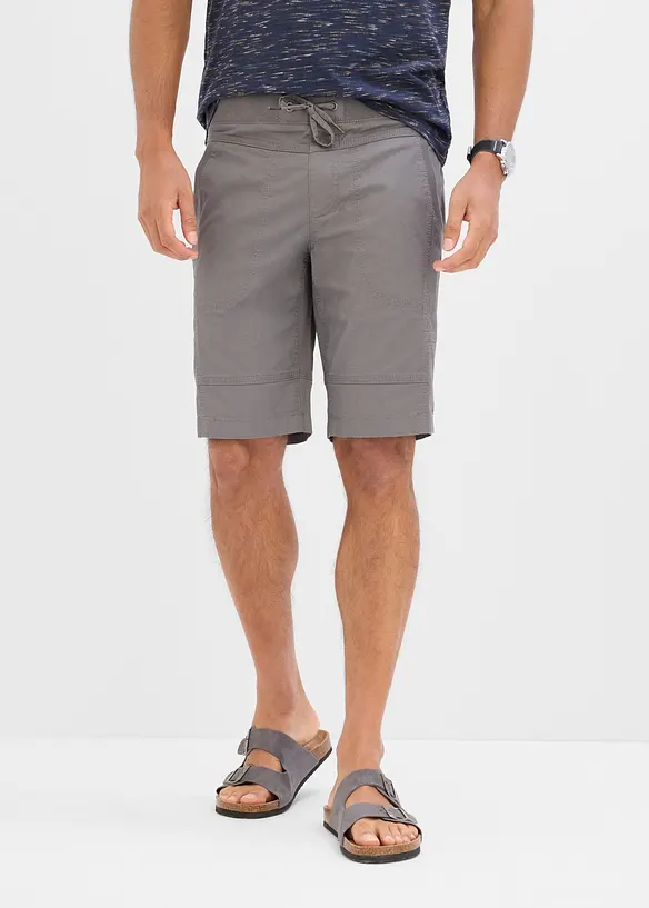 Stretch-Bermuda mit Dehnbund in Regular Fit in grau von vorne - bonprix