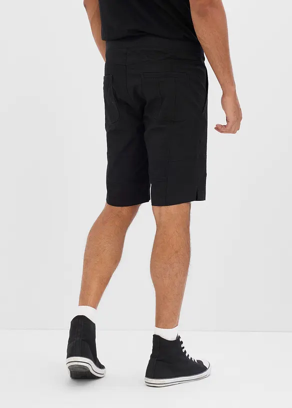 Stretch-Bermuda mit Dehnbund in Regular Fit in schwarz von hinten - bonprix