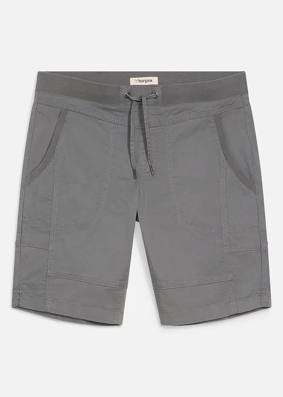 Stretch-Bermuda mit Dehnbund in Regular Fit in grau von vorne - bonprix